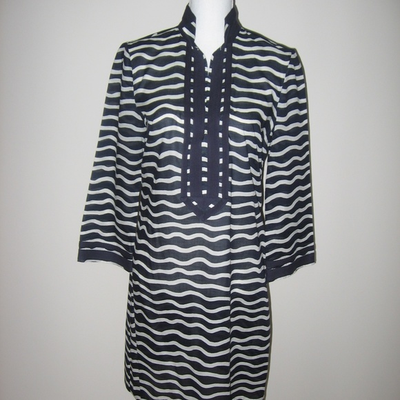 TORY BURCH Blue/White Striped Tunic Top/Dress 8 - Picture 1 of 8